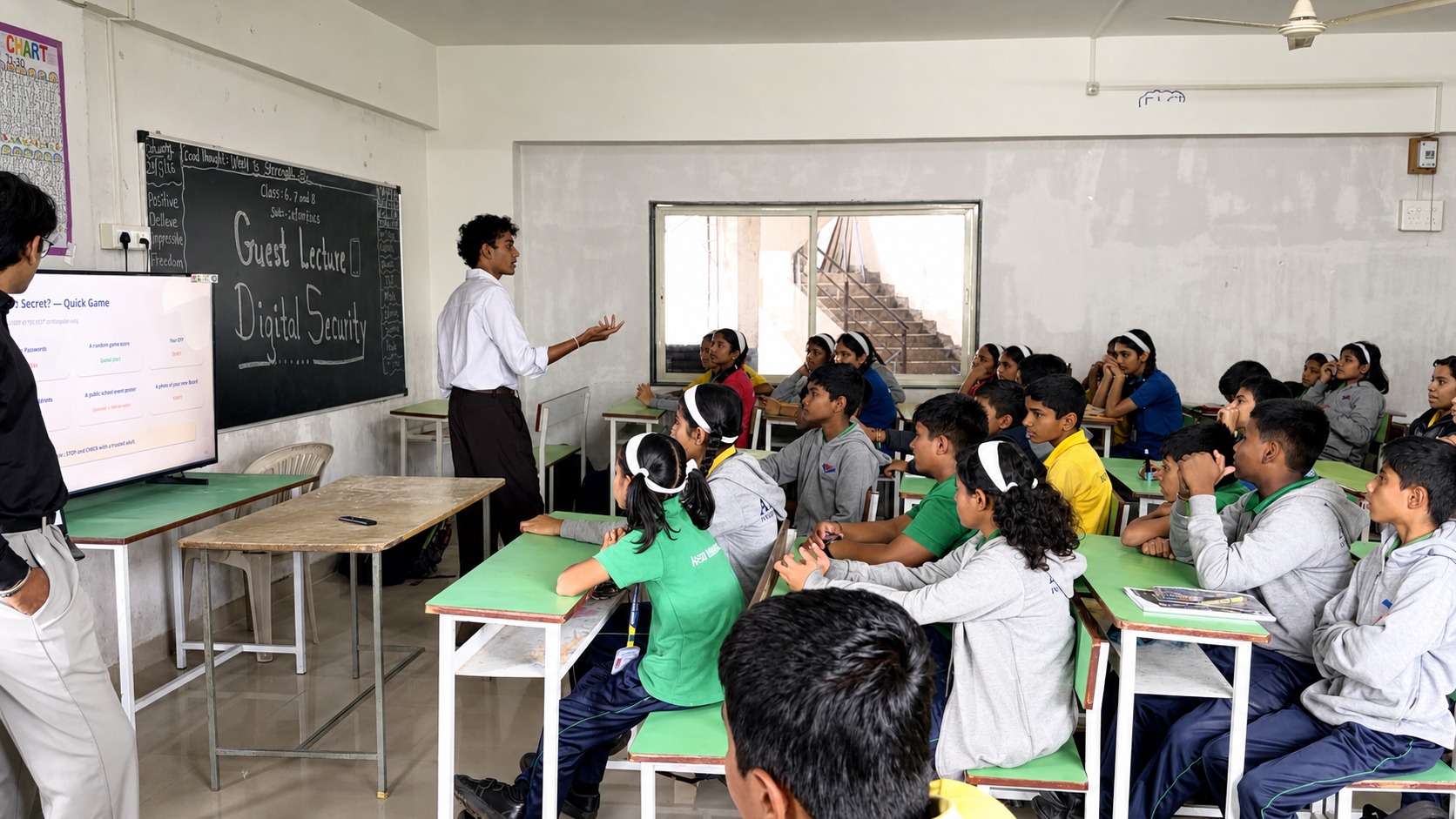 Students participating in an Edvanta-led classroom workshop